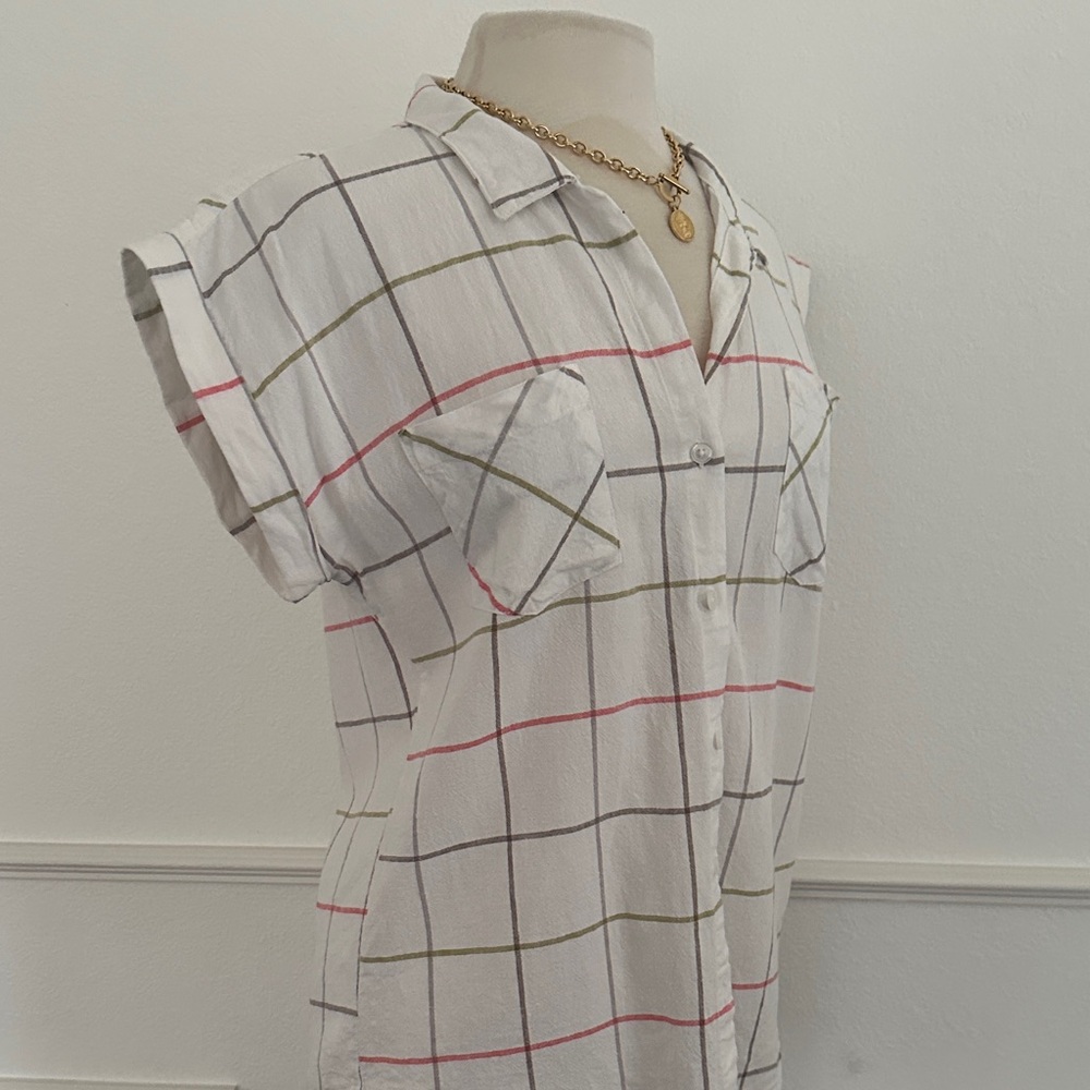 Modcloth White Plaid Button Down Shirt